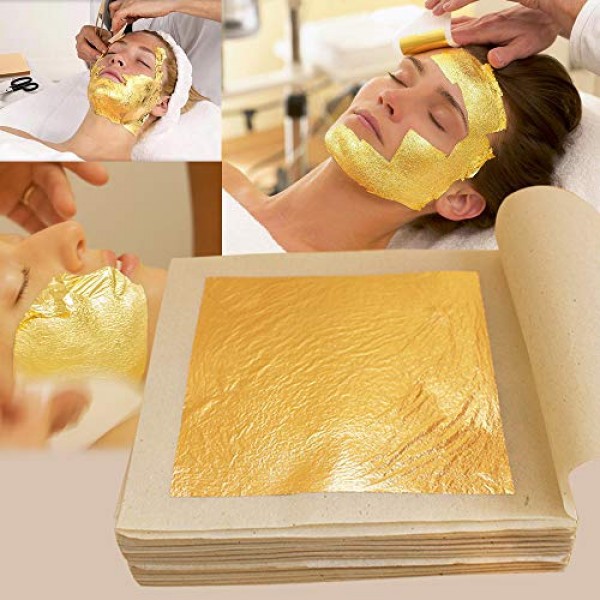 KINNO Edible Gold Leaf Sheets 3.7 x 3.7 24K Yellow Real Gold f...