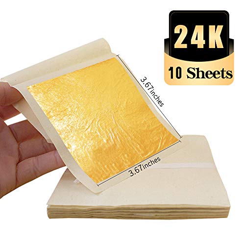 Kinno Edible Gold Leaf Sheets 3.7 X 3.7 24K Yellow Real Gold F