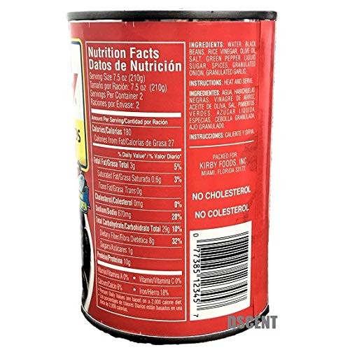 Kirby Black Beans. Cuban Style 6 Cans, 15 Oz Each