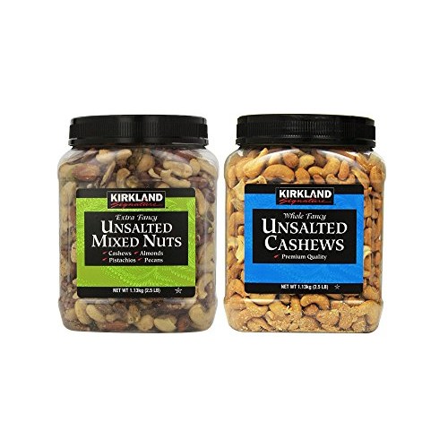 Kirkland Signature Unsalted Mixed Nuts And Unsalted Cashews Bund