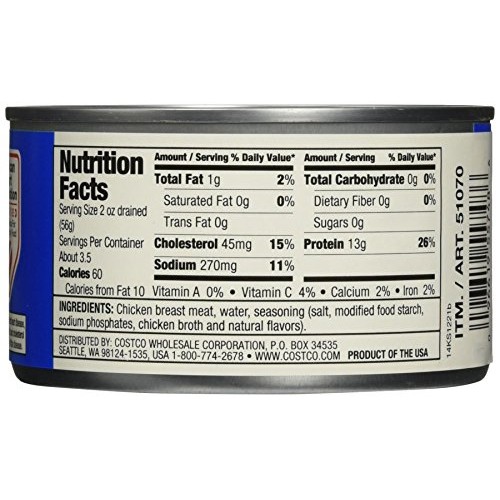 Kirkland Signature Chicken Breast, Packed In Water, Premium Chun