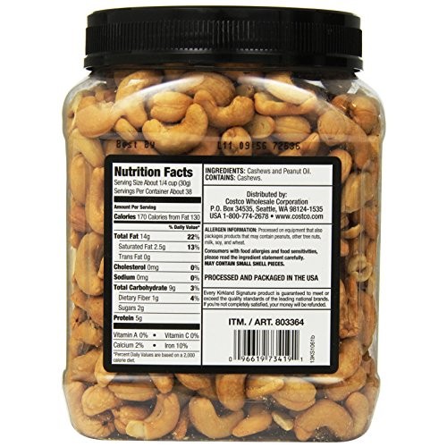 Kirkland Signature Kirkland Signature Unsalted Cashews, 2.5 Pound