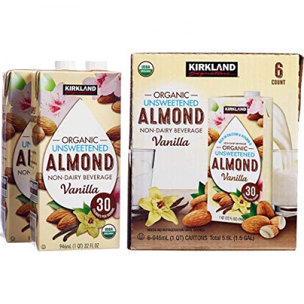 Kirkland Signature Organic Non-Dairy Unsweetened Vanilla Almond ...