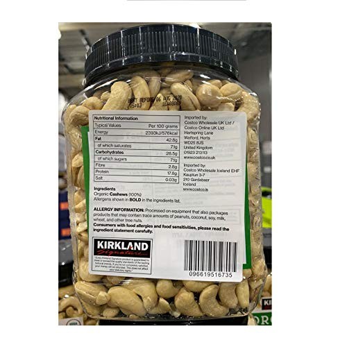 Kirkland Signature Organic Unsalted Cashew, 40 Oz