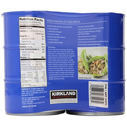 Kirkland Signature Premium Chunk Chicken Breast Packed In Water,