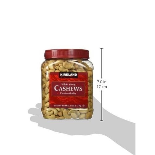 Kirkland Signature Whole Cashews 2-Pack Two 2.5 Lb. Jars, Fancy