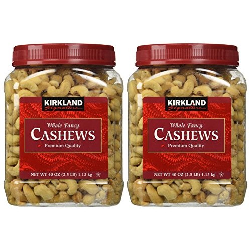 Kirkland Signature Whole Cashews 2pack Two 2.5 lb. Jars,