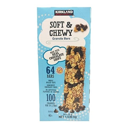 Kirkland Soft & Chewy Granola Bars, 64 Bars x 24g each, 1.5kg/3....