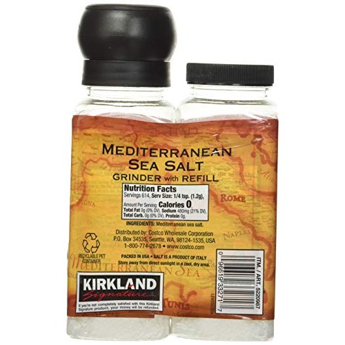 Kirklands Signature Mediterranean Sea Salt Grinder with Refill Kirklands Signature Mediterranean Sea Salt Grinder with Refill