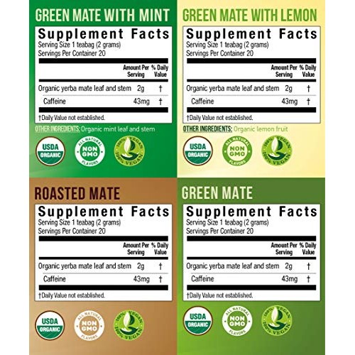 Organic Yerba Mate Tea Bags - Variety Pack - Mate Cocido - Natur