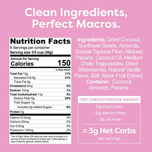 Kiss My Keto Granola Cereals Breakfast - Strawberry & Vanilla Gr...