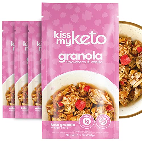 Kiss My Keto Granola Cereals Breakfast - Strawberry & Vanilla Gr...