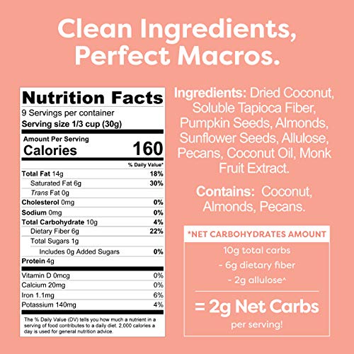 Kiss My Keto Nut Granola Breakfast Cereal - Coconut, Almond, Pec...