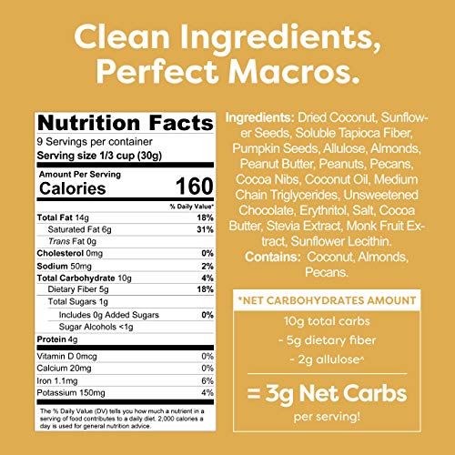 Kiss My Keto Nut Granola Breakfast Cereal - Nut Butter & Chocola...