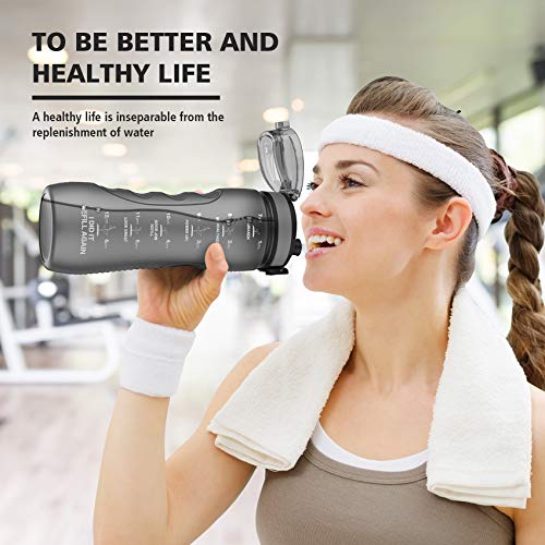 Motivational Water Bottles With Times To Drink, Leak-Proof Time