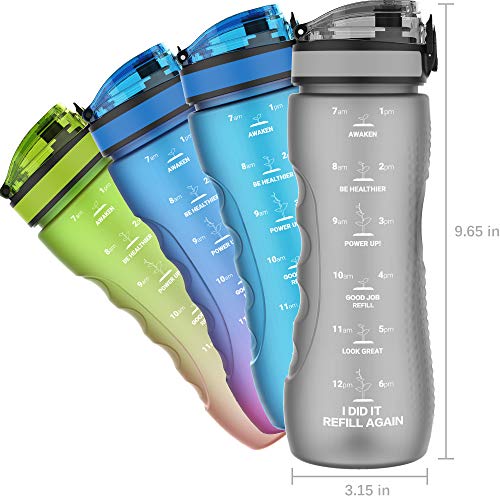 Motivational Water Bottles With Times To Drink, Leak-Proof Time
