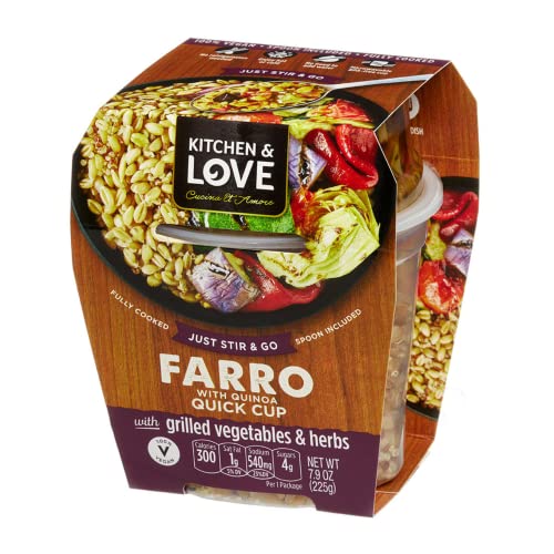Kitchen & Love Cooked Farro, Grilled Vegetables & Herbs, Ready t...