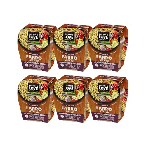 Kitchen & Love Cooked Farro, Grilled Vegetables & Herbs, Ready t...