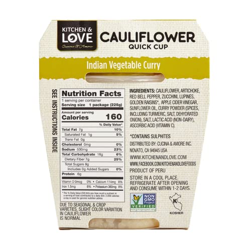 Kitchen &Amp; Love Indian Vegetable Curry Cauliflower Quick Meal 6-P
