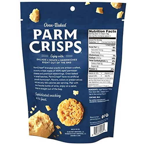 Parmcrisps Original 100% Cheese Crisps - Keto Friendly, Gluten F
