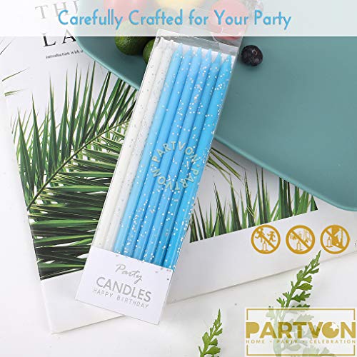 Glitter Birthday Cake Candles Blue Set