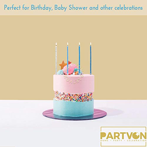 Glitter Birthday Cake Candles Blue Set