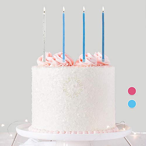Glitter Birthday Cake Candles Blue Set