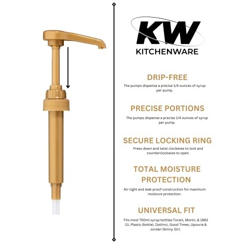 Torani Syrup Pumps, 6-pack | Fits 750 mL/25.4 oz Torani, Davinci...