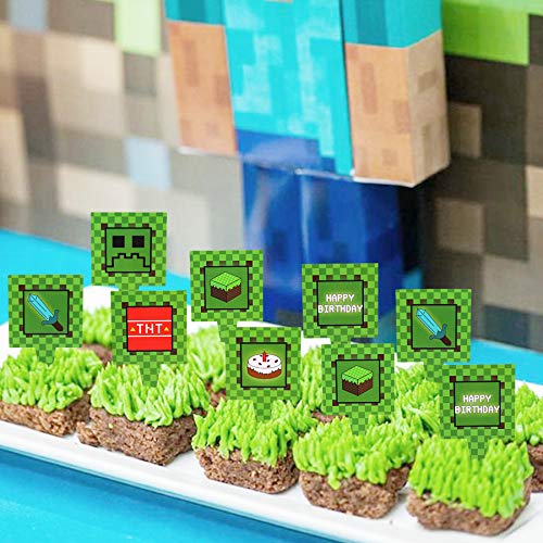 Pixel Cupcake Toppers And Wrapper Happy Birthday Party Printable