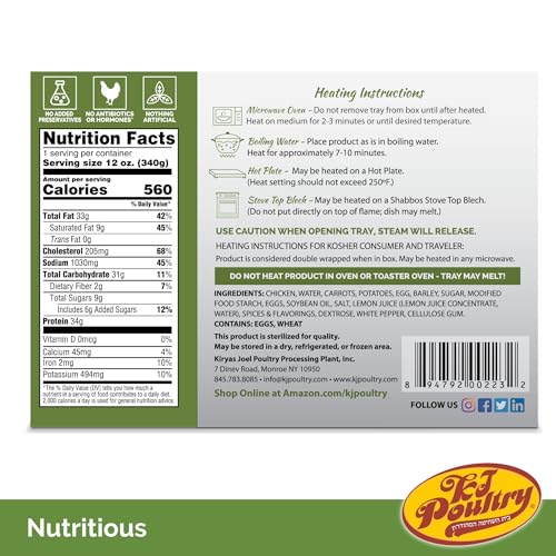 Kosher Bone In Chicken & Kugel, MRE Meat Meals Ready to Eat, Sha...