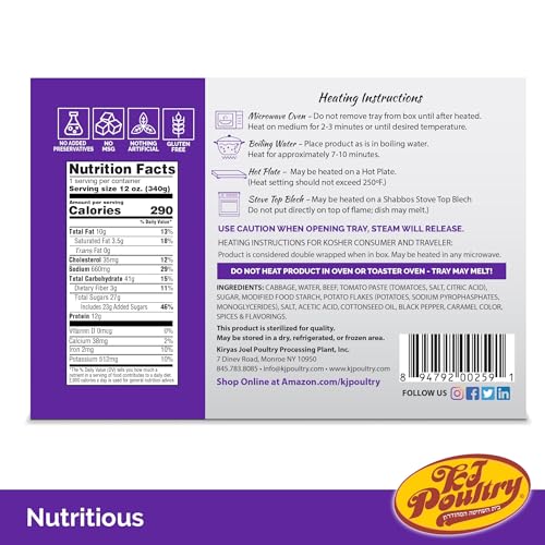 Kosher for Passover Gluten Free Meals, Beef Stuffed Cabbage Roll...