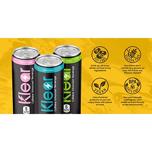 Klear Energy Drink, 200 MG Natural Caffeine Enhanced Beverage, O...