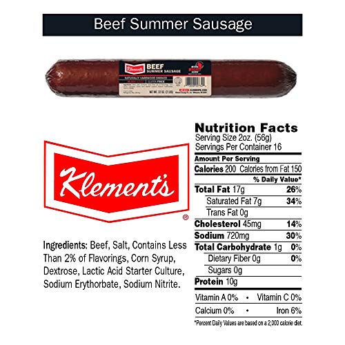 Klements 100% Beef Summer Sausage 2-Lb