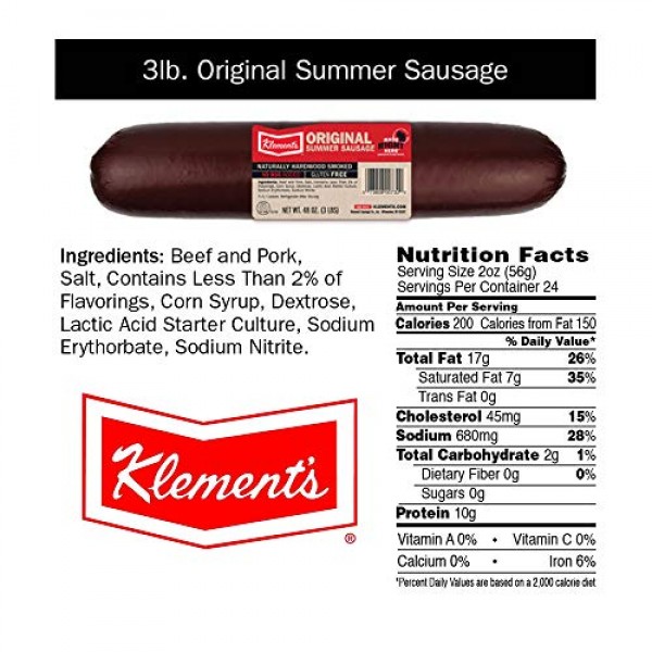 Klements Original Summer Sausage 3 Lb 48 Oz.