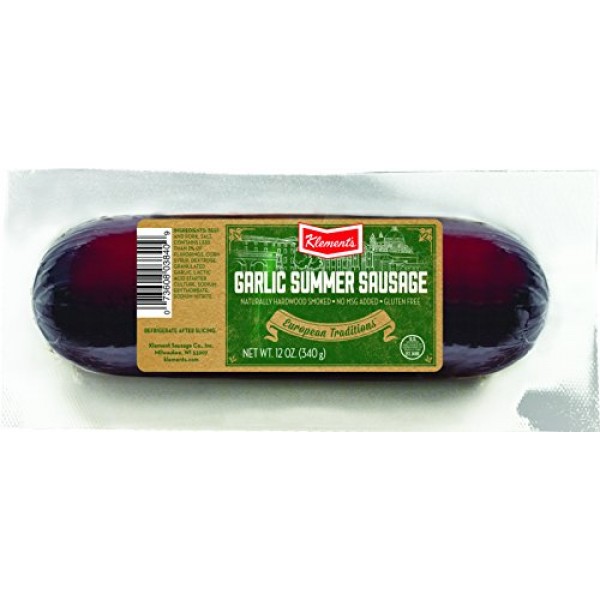 Klements Summer Sausage, Garlic, 12 Ounce