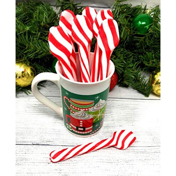 Candy Cane Spoons Peppermint Flavored - Edible Hot Chocolate Cof...