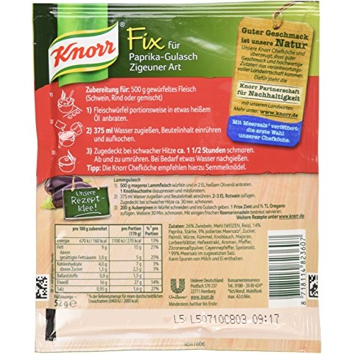 Knorr Fix Gulasch With Bellpeppers Paprika-Gulsch Zigeuner Art