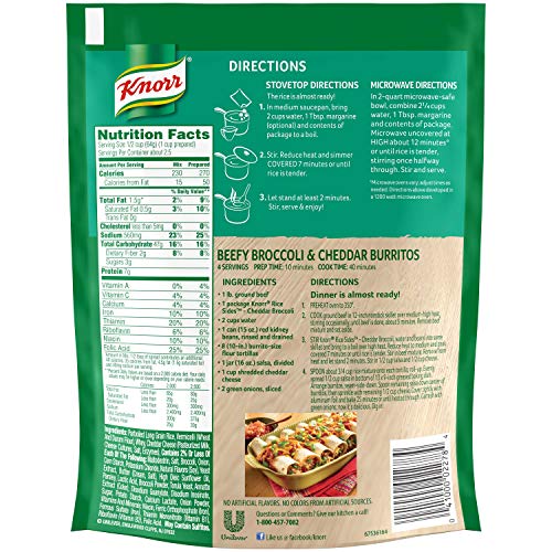 Knorr Rice Side Dish, Cheddar Broccoli, 5.7 Oz, Pack of 4