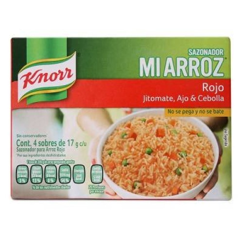 Knorr Mi Arroz Rice Seasoning Mix, Red, 4 Bags Of 17 Grms Each