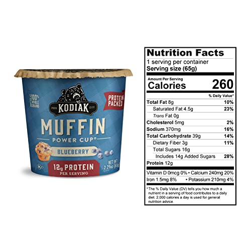 Kodiak Cakes Minute Muffins, Mountain Blueberry, 2.29 Ounce Pac