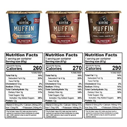 Kodiak Cakes Minute Muffin Cup Variety Pack - 100% Whole Grains,...