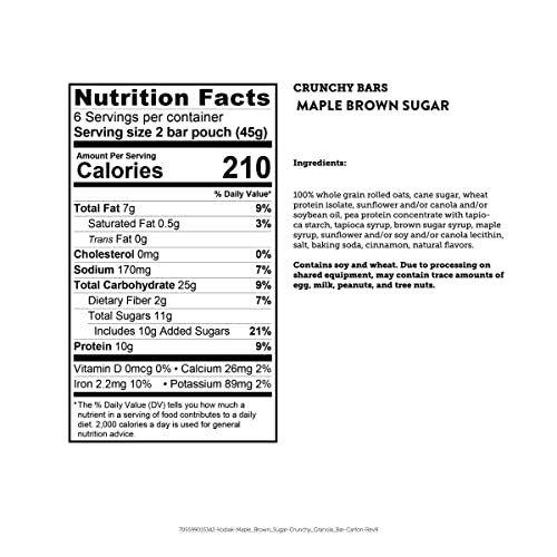 Kodiak Crunchy Granola Snack Bars, Maple Brown Sugar, High Prote...