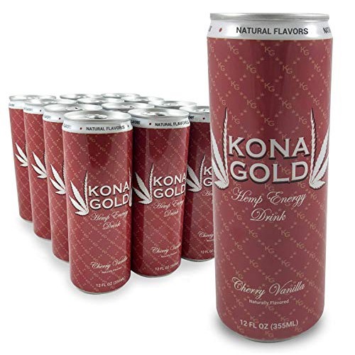 Kona Gold Cherry Vanilla Hemp Energy Drink 12.0 Fluid Ounces, 12