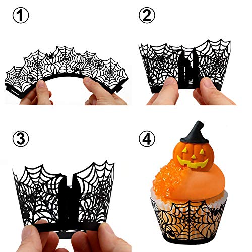 Konsait Halloween Cupcake Wrappers,36Pcs Cupcake Cases Laser Cut