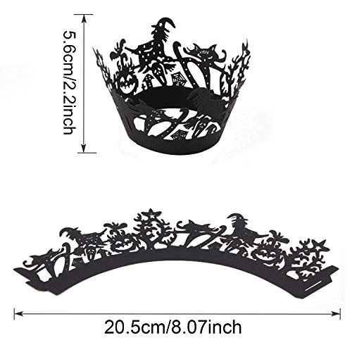 Konsait Halloween Cupcake Wrappers,36Pcs Cupcake Cases Laser Cut