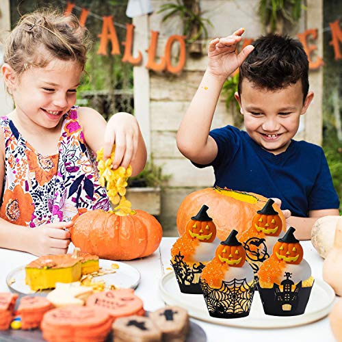 Konsait Halloween Cupcake Wrappers,36Pcs Cupcake Cases Laser Cut