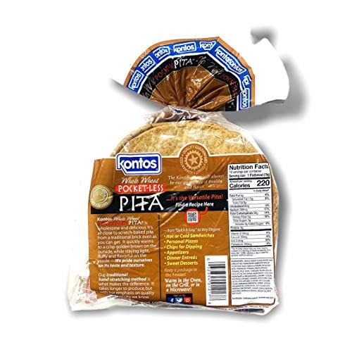 Kontos Bakery, Whole Wheat Smart Pockets Pita Bread, Low Sodium,...