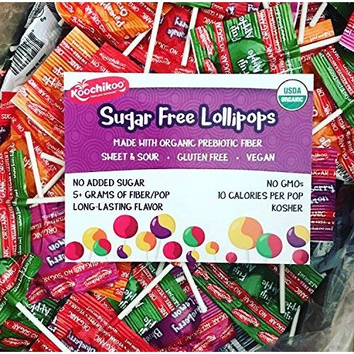 Koochikoo Sugar Free Organic Lollipop Pouch, 10 Count 2.2 Oz, P