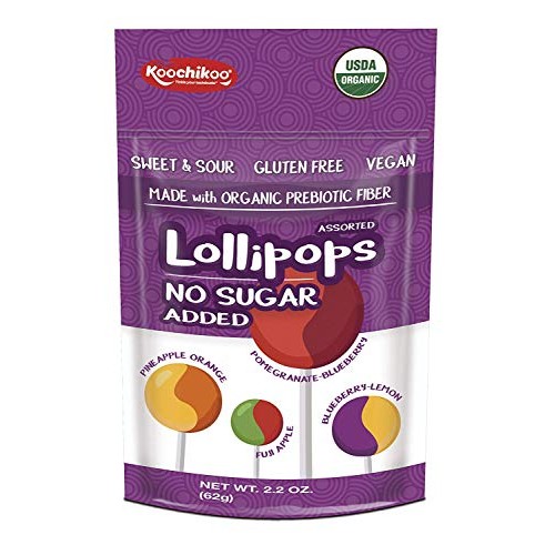 Koochikoo Sugar Free Organic Lollipop Pouch, 10 Count 2.2 Oz, P