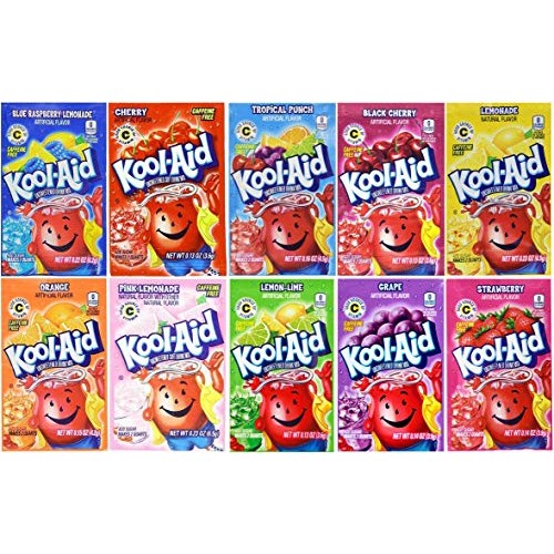 Kool-Aid Drink Mix, 10 Flavors Variety Pack Bonus Pack Of 50 Pa